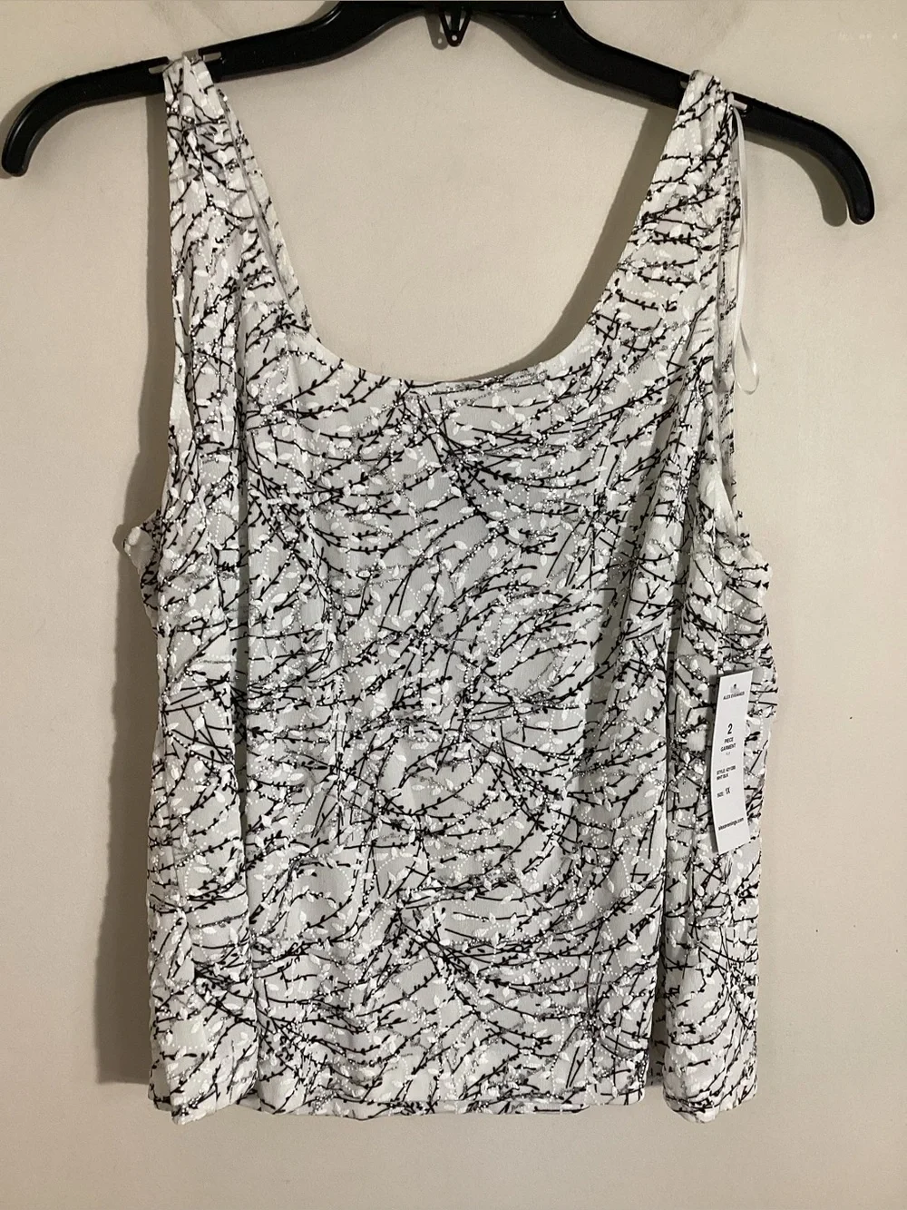 Alex Evenings Plus Mandarin Neck Glitter Twin Set 1X